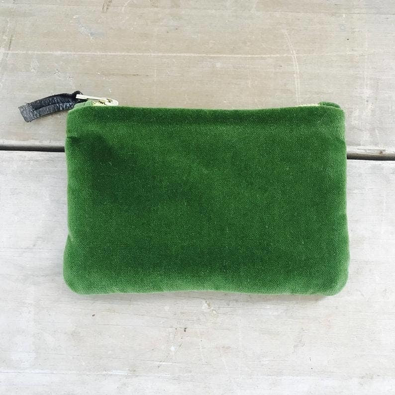 Erin Flett - Evergreen Velvet Zipper Card with Pocket Bag
