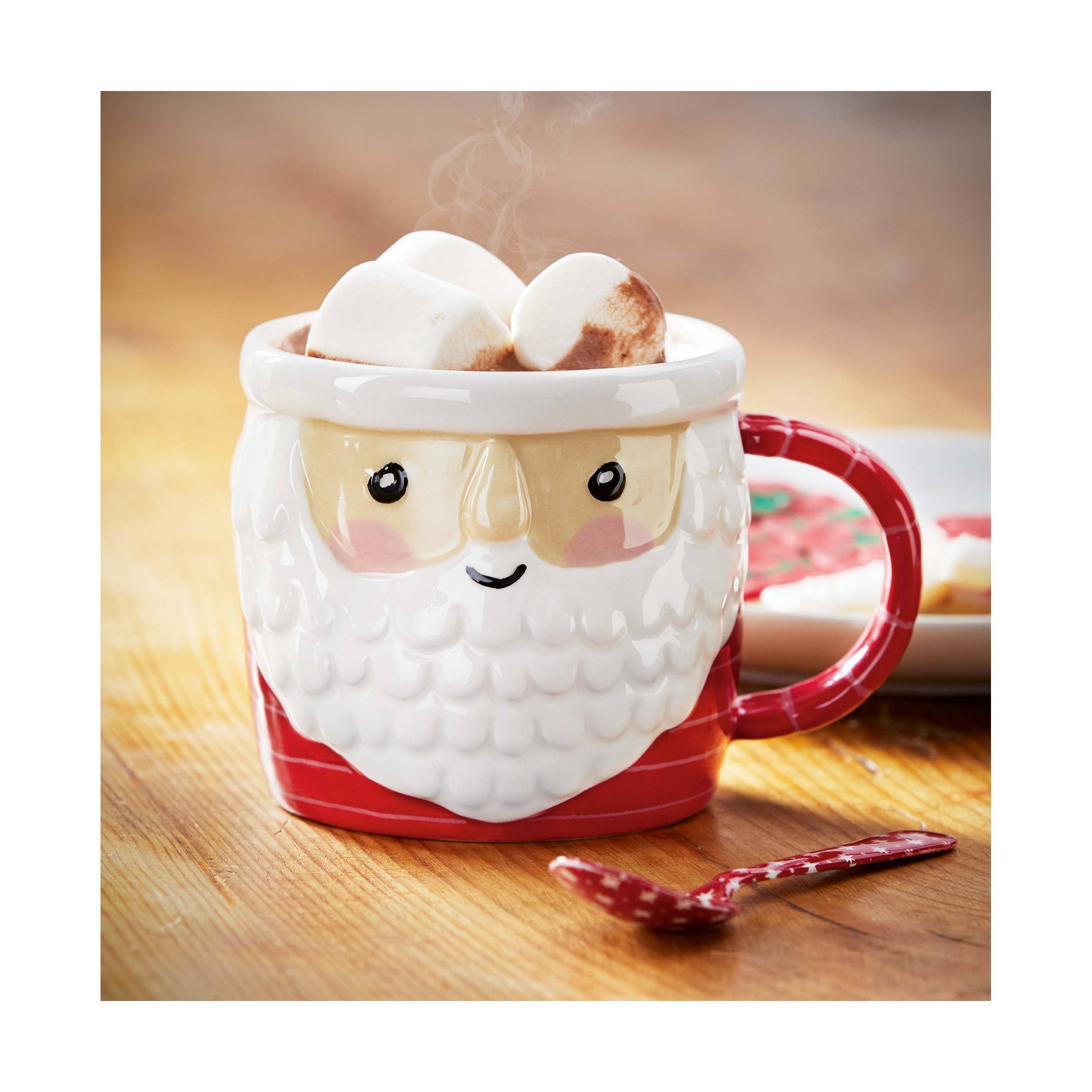 Red Christmas Santa Ceramic Coffee Mug: Red, Earthenware