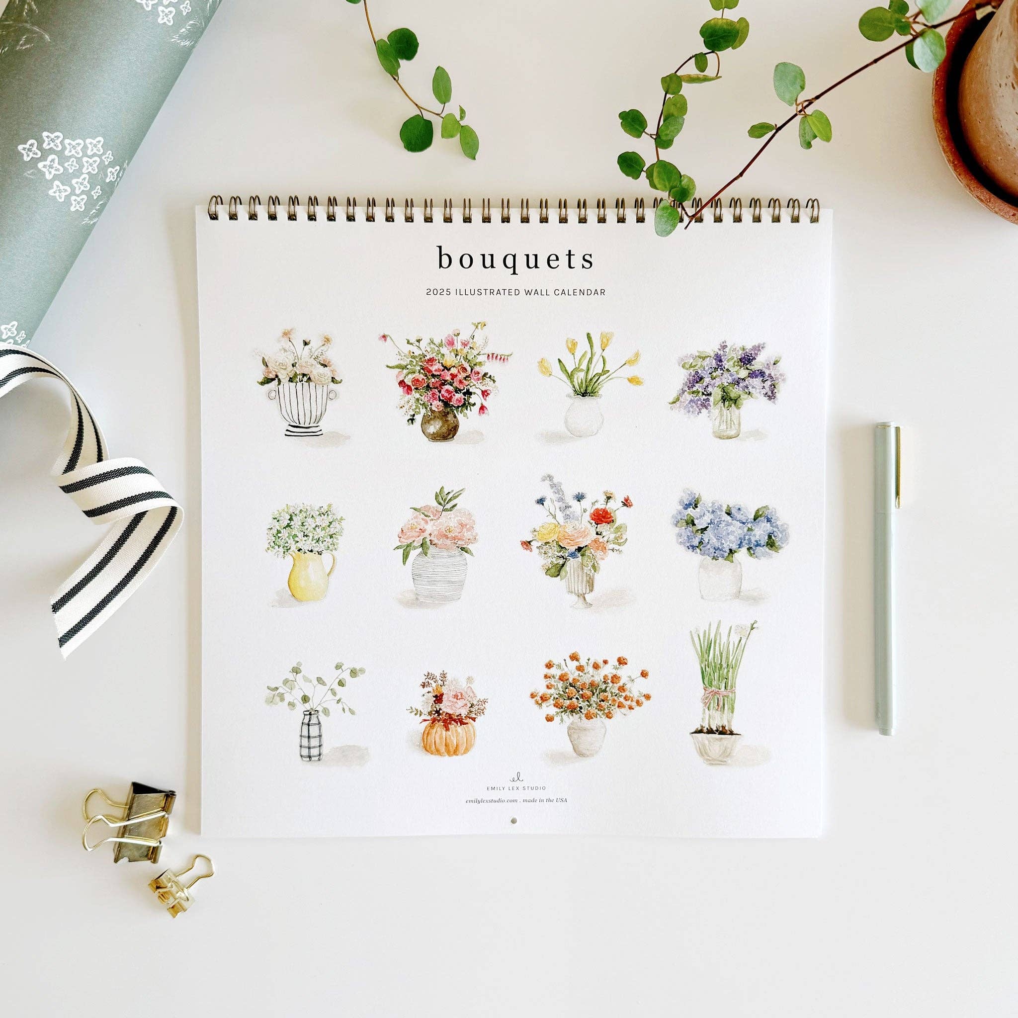 2025 Watercolor Bouquets Calendar