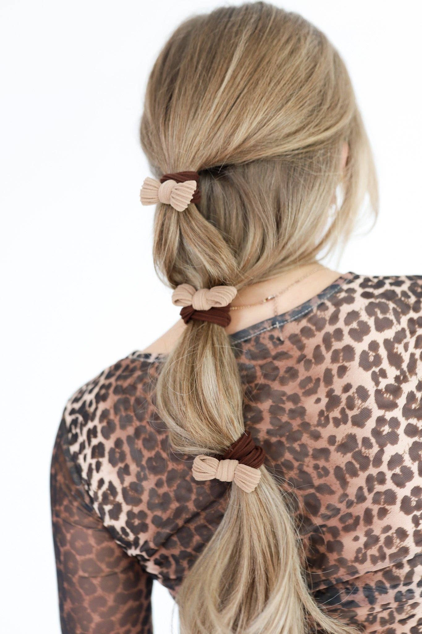 TWO TONED BOW SLICK BACK PONYTAILS (PACK OF 3)