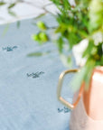 Blue Fleur Embroidered Tablecloth: 60" x 90"