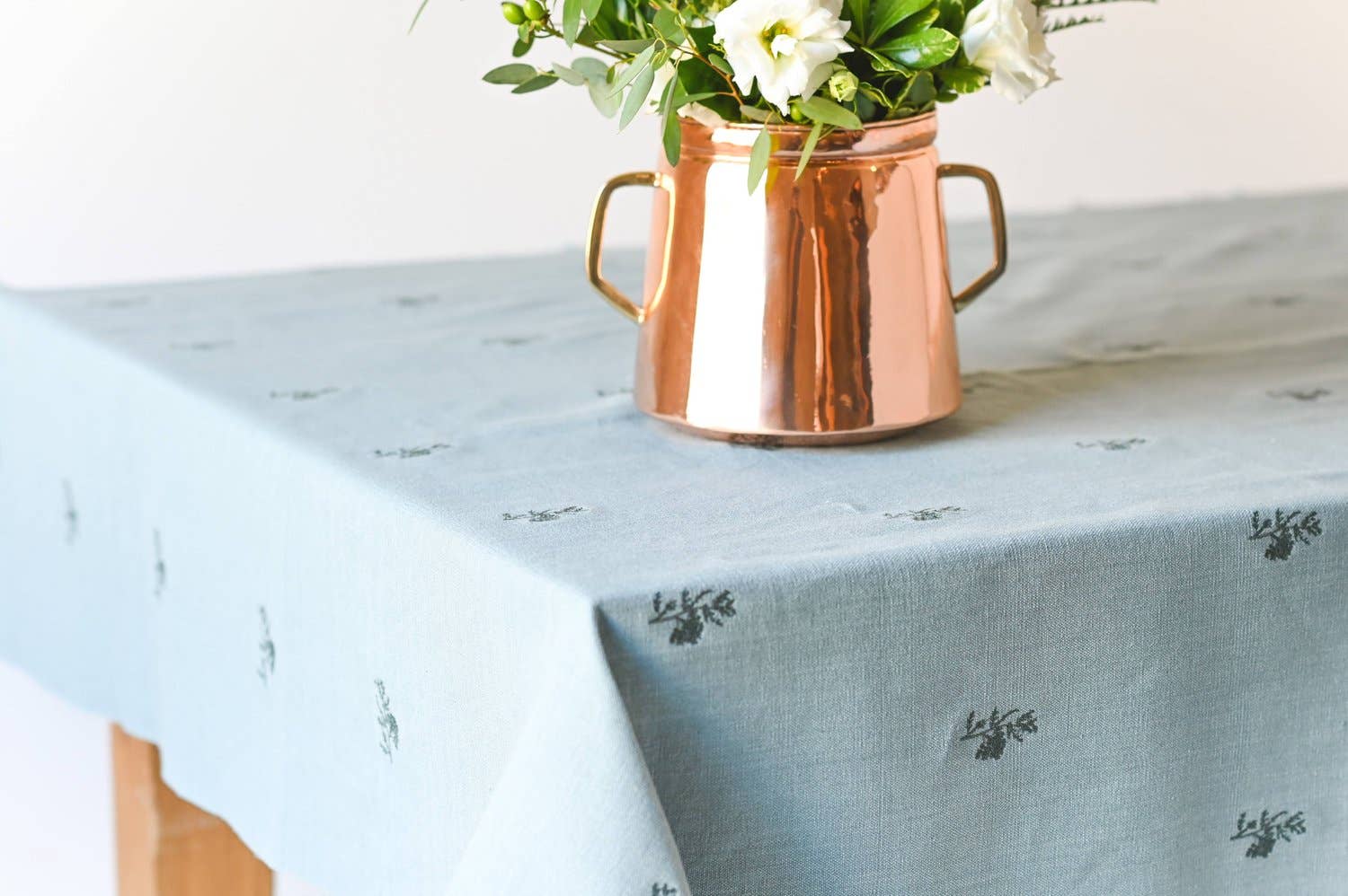 Blue Fleur Embroidered Tablecloth: 60&quot; x 90&quot;