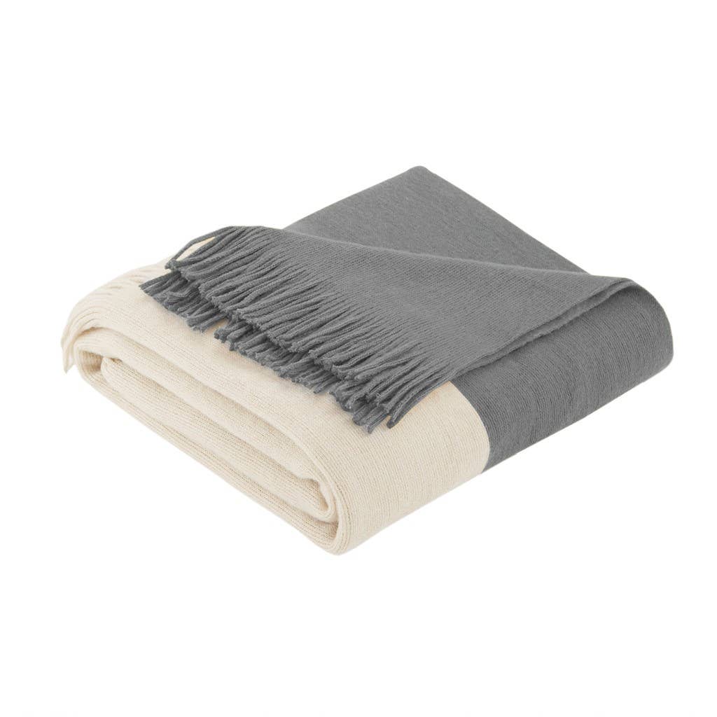 Cashmere-Like 50x60&quot; Fringed Throw Blanket: Taupe