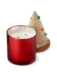 Cedar Fireplace Bottle Brush Tree Candle-Red: Red, Glass