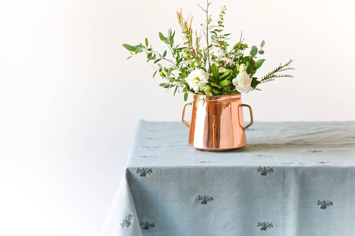 Blue Fleur Embroidered Tablecloth: 60&quot; x 90&quot;