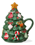 Christmas Tree & All The Trimmings Lidded Mug - Green