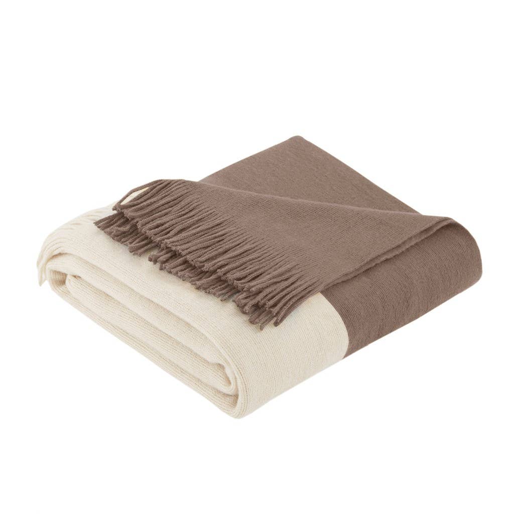 Cashmere-Like 50x60&quot; Fringed Throw Blanket: Taupe