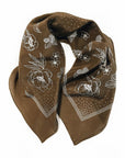 100% Silk Bandana Scarf - Classic Deep Olive Floral