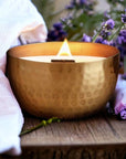 French Linens & Lavender-Solid Brass 14oz Pure Soy Candle