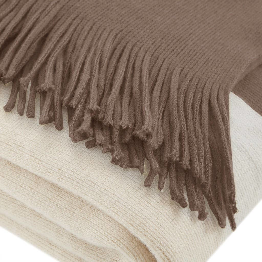 Cashmere-Like 50x60&quot; Fringed Throw Blanket: Taupe